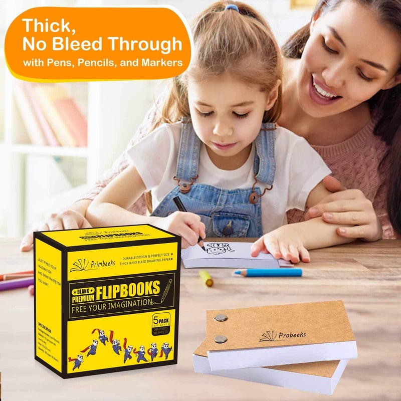 PRIMBEEKS Premium Blank Flip Books Paper with Holes, 280 Sheets (560 Pages) No Bleed Flipbooks - Works with Flipbook Kit Light Pads, 4.5" x 2.5" Flip Book Paper for Drawing, Sketching Supplies - Image 3